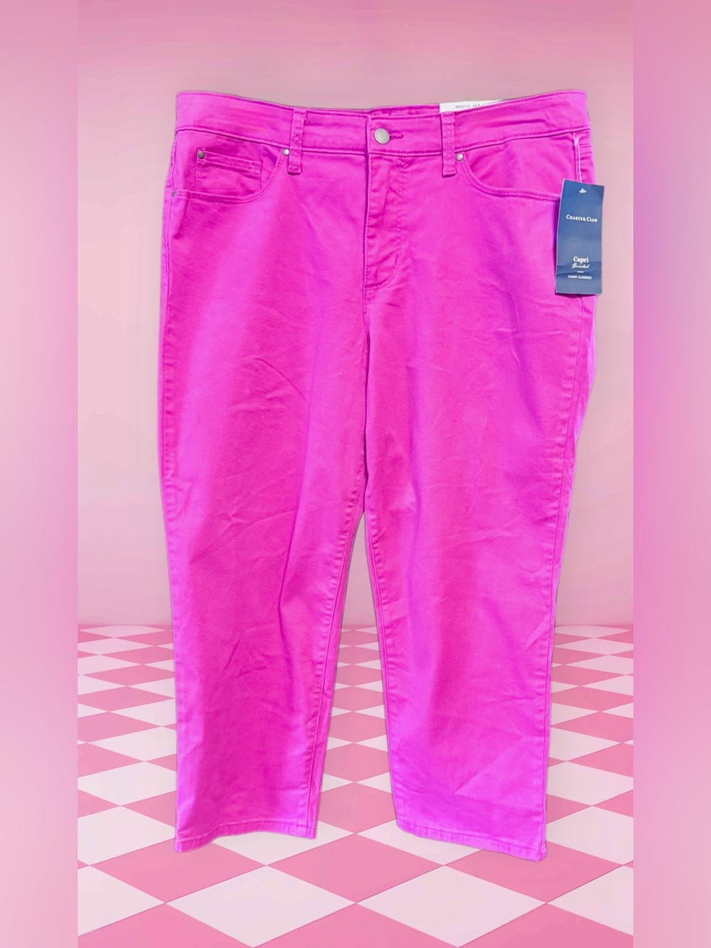 Charter Club NWT Slimming Bright Pink Cropped Jeans size 14